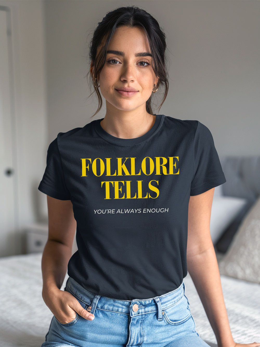 Folklore Tells (Regular Fit T-shirt) - Self Love Saga  Self-love Apparel, Mental Health Matters