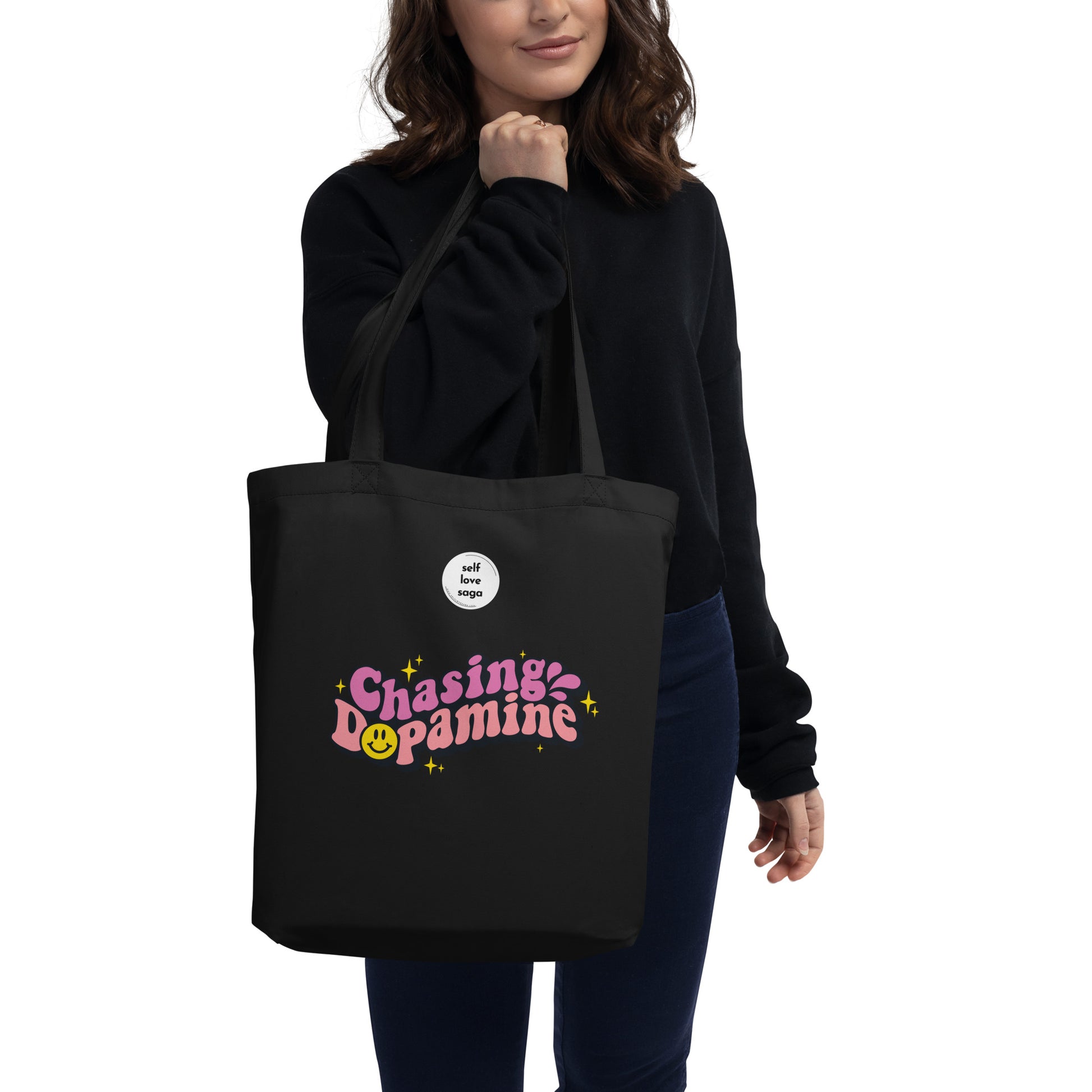 Chasing Dopamine | Eco Tote Bag - Self Love Saga  Self-love Apparel, Mental Health Matters