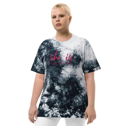 "She is Strong" Embroidered Oversized tie-dye Tee - Empowerment Collection - Self Love Saga  Self-love Apparel, Mental Health Matters