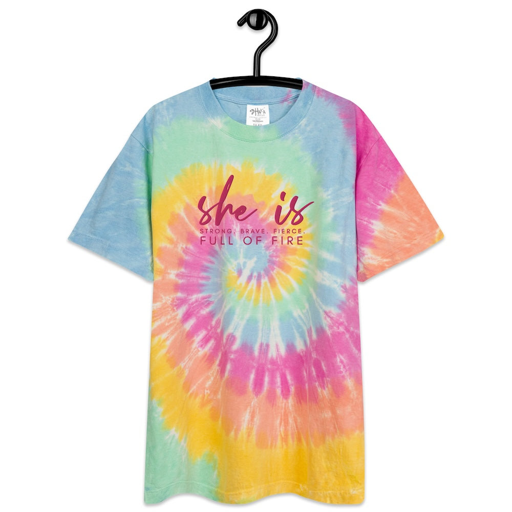 "She is Strong" Embroidered Oversized tie-dye Tee - Empowerment Collection - Self Love Saga  Self-love Apparel, Mental Health Matters