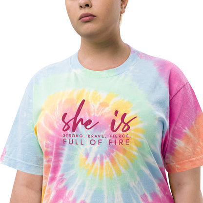 "She is Strong" Embroidered Oversized tie-dye Tee - Empowerment Collection - Self Love Saga  Self-love Apparel, Mental Health Matters